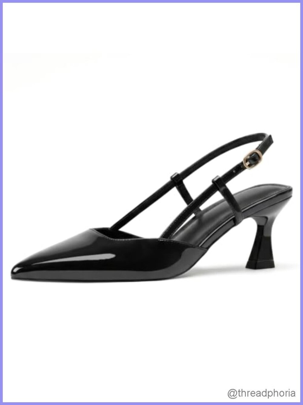 Kitten Heels Slingback Closed Pointed Toe Stiletto Pumps Patent Leather